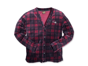 VELOUR CHECK CARDIGAN